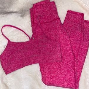 Alo Yoga pink leggings and bra set